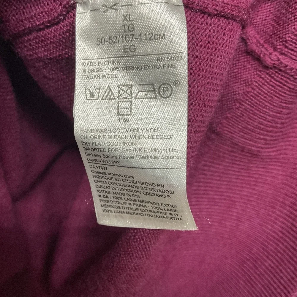 Banana Republic Baruffa Merino Wool Crewneck Men's Sweater Raspberry Sz XL‎
